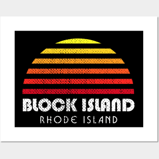 Block Island Rhode Island New England Retro Sunset Posters and Art